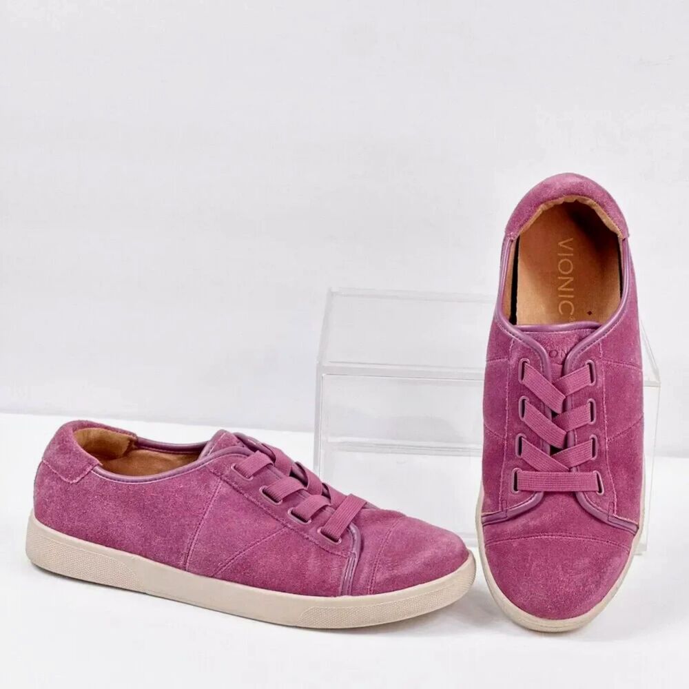 Vionic Slip-On Sneakers Jean Suede Magenta Berry Purple Orthotic Shoes Size 9.5